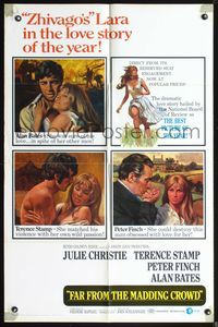 3z288 FAR FROM THE MADDING CROWD int'l 1sheet '68 Julie Christie, Terence Stamp, Finch, Schlesinger