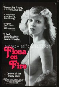 3z304 FIONA ON FIRE one-sheet movie poster '78 sexy topless Amber Hunt is Queen of the trashy class!