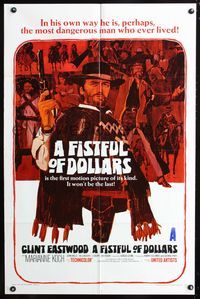 3z312 FISTFUL OF DOLLARS 1sheet '67 Per un Pugno di Dollari, dangerous Clint Eastwood, Sergio Leone!