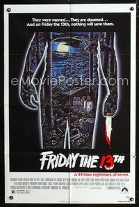 3z352 FRIDAY THE 13th one-sheet movie poster '80 great Alex Ebel art, slasher horror classic!