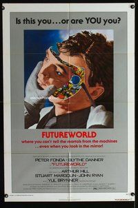 3z363 FUTUREWORLD full color one-sheet '76 Peter Fonda, Blythe Danner, cyborg cowboy Yul Brynner!