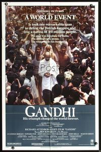 3z372 GANDHI one-sheet poster '82 Ben Kingsley as The Mahatma, directed by Richard Attenborough!