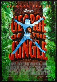 3z376 GEORGE OF THE JUNGLE DS one-sheet '97 Brendan Fraser didn't watch out for that tree, Disney!