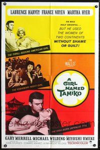 3z390 GIRL NAMED TAMIKO one-sheet poster '62 John Sturges, Laurence Harvey used women without shame!