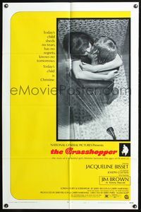 3z409 GRASSHOPPER style A one-sheet poster '70 sexy Jacqueline Bisset is making out in a shower!