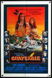 3z411 GRAYEAGLE one-sheet movie poster '77 Iron Eyes Cody, Ben Johnson, cool adventure artwork!