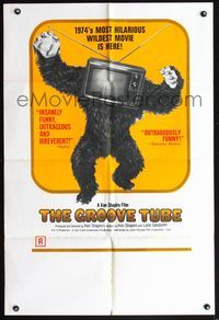 3z419 GROOVE TUBE one-sheet movie poster '74 Chevy Chase, like TV's Saturday Night Live, wild image!