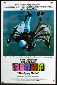 3z426 GYPSY MOTHS style B one-sheet '69 Burt Lancaster, John Frankenheimer, cool sky diving image!