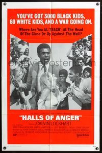 3z428 HALLS OF ANGER one-sheet movie poster '70 Calvin Lockhart, mob attacking girl, race war!
