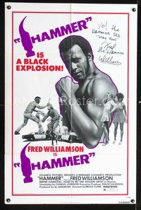3z429 HAMMER signed one-sheet movie poster '72 autographed by Fred Williamson, great image!