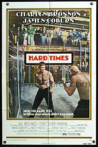 3z435 HARD TIMES style B one-sheet poster '75 cool image of Charles Bronson in boxing cage match!