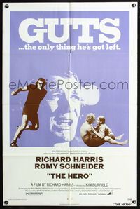 3z451 HERO one-sheet movie poster '72 several images of soccer star Richard Harris, Romy Schneider!