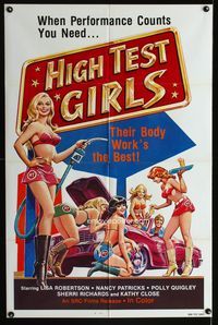 3z458 HIGH TEST GIRLS one-sheet poster '80 sexy art of hot rod women who have the best body work!