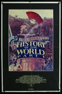 3z461 HISTORY OF THE WORLD PART I one-sheet '81 artwork of gladiator Mel Brooks by John Alvin!