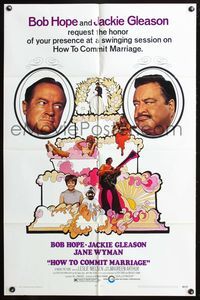 3z473 HOW TO COMMIT MARRIAGE 1sh '69 great image of Bob Hope & Jackie Gleason glaring at each other