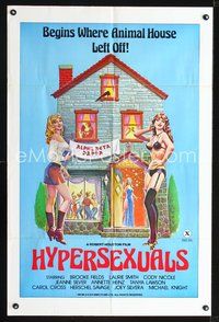 3z482 HYPERSEXUALS one-sheet poster '86 begins where Animal House left off, artwork of sexy co-eds!