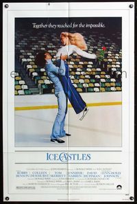 3z493 ICE CASTLES one-sheet movie poster '78 Robby Benson lifts sexy Colleen Dewhurst, ice skating!