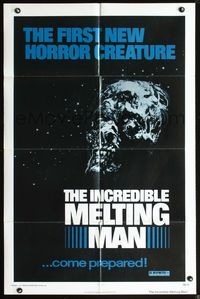 3z502 INCREDIBLE MELTING MAN one-sheet '77 AIP gruesome image of the first new horror creature!
