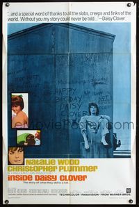 3z509 INSIDE DAISY CLOVER one-sheet '66 great image of bad girl Natalie Wood, Christopher Plummer!