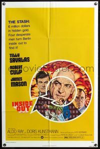 3z510 INSIDE OUT one-sheet '75 cool art of Telly Savalas, James Mason & Robert Culp in Nazi Germany!
