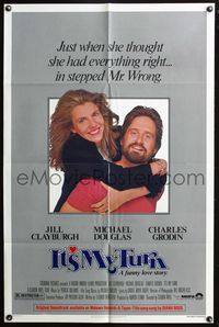 3z522 IT'S MY TURN style A one-sheet poster '80 Jill Clayburgh embraces Mr. Wrong Michael Douglas!