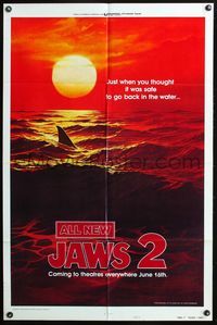 3z528 JAWS 2 style B teaser one-sheet '78 just when you thought it was safe to go back in the water!