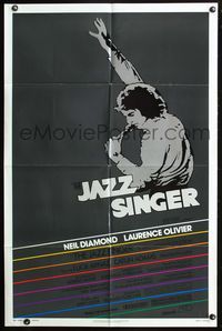 3z529 JAZZ SINGER one-sheet poster '81 artwork of Neil Diamond singing into microphone, re-make!
