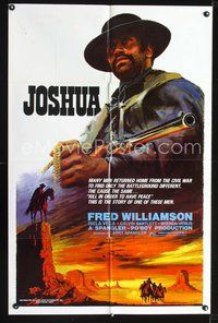 3z537 JOSHUA one-sheet '76 Isela Vega, cool Joe Smith western art of Fred Williamson as cowboy!
