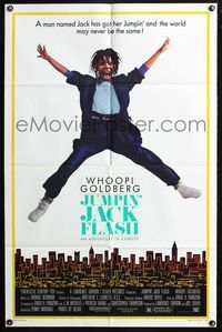 3z540 JUMPIN' JACK FLASH one-sheet movie poster '86 great wacky image of Whoopi Goldberg!