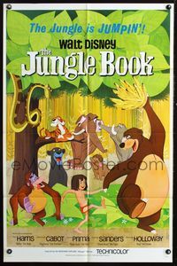 3z541 JUNGLE BOOK one-sheet poster '67 Walt Disney cartoon classic, great image of all characters!