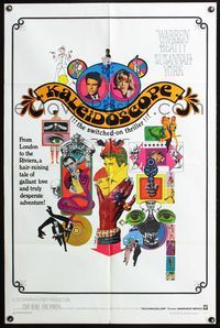 3z544 KALEIDOSCOPE one-sheet movie poster '66 Warren Beatty, Susannah York, wild Bob Peak art!