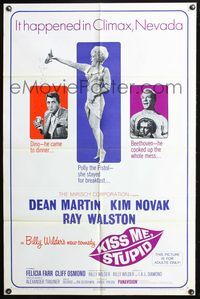 3z560 KISS ME, STUPID one-sheet '65 directed by Billy Wilder, Kim Novak, Dean Martin, Ray Walston