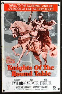 3z566 KNIGHTS OF THE ROUND TABLE 1sh R70s Robert Taylor as Lancelot, sexy Ava Gardner as Guinevere!