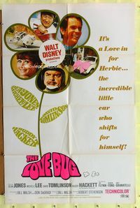 3z605 LOVE BUG one-sheet poster '69 Disney, Dean Jones drives Volkswagen Beetle race car Herbie!
