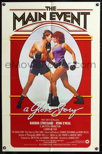 3z616 MAIN EVENT int'l one-sheet poster '79 great image of Barbra Streisand boxing with Ryan O'Neal!