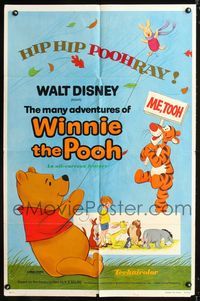 3z622 MANY ADVENTURES OF WINNIE THE POOH one-sheet '77 and Tigger too, plus three great shorts!