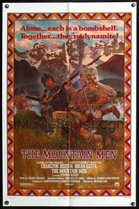 3z641 MOUNTAIN MEN one-sheet movie poster '80 great Hopkins art of Charlton Heston & Brian Keith!