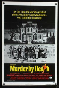 3z645 MURDER BY DEATH one-sheet poster '76 great Charles Addams artwork of cast by spooky house!