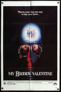 3z648 MY BLOODY VALENTINE 1sheet '81 bloody gas mask, there's more than one way to lose your heart!