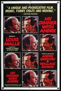 3z652 MY DINNER WITH ANDRE one-sheet movie poster '81 Wallace Shawn, Andre Gregory, Louis Malle