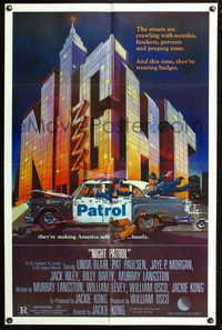3z669 NIGHT PATROL one-sheet '84 these weirdos and perverts are wearing badges, cool wacky art!