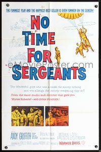3z685 NO TIME FOR SERGEANTS one-sheet poster '58 Andy Griffith, wacky Air Force paratrooper artwork!