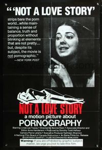 3z689 NOT A LOVE STORY one-sheet movie poster '81 Suze Randall, a motion picture about pornography!