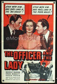 3z693 OFFICER & THE LADY one-sheet movie poster '41 Bruce Bennett, Rochelle Hudson, Roger Pryor