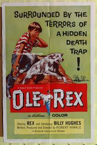 3z694 OLE REX one-sheet poster '61 Billy Hughes, surrounded by the terrors of a hidden death trap!