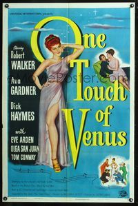 3z705 ONE TOUCH OF VENUS 1sheet '48 sexy Ava Gardner, Robert Walker, great full-length art!