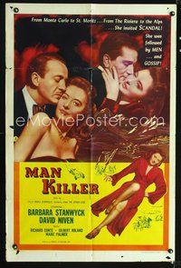 3z712 OTHER LOVE one-sheet movie poster R53 David Niven, sexy Barbara Stanwyck is a Man Killer!