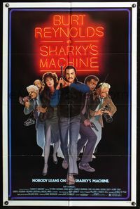 3z812 SHARKY'S MACHINE one-sheet '81 Burt Reynolds, Vittorio Gassman, great Lettick neon sign image!