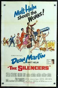 3z818 SILENCERS one-sheet poster '66 outrageous sexy phallic imagery of Dean Martin & the Slaygirls!