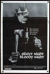 3z821 SILENT NIGHT BLOODY NIGHT 1sh '73 Patrick O'Neal, John Carradine, cool image of spooky house!